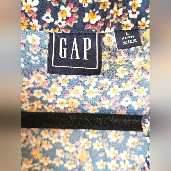 Gap Tiered Flowy Fall Blue, Green & Yellow Floral Vneck Midi Longsleeve Dress - Picture 13 of 16